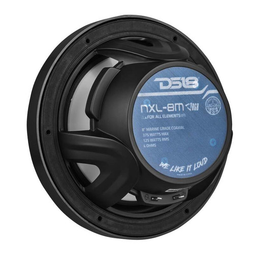 DS18 NXL-M Series Speaker w/ RGB LED Lights 8in 2-Way 125 Watts RMS 4 ohm Black - NXL-8M/BK