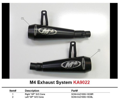 M4 KA9022-GP MOTO GP DUAL SLIP ON SO EXHAUST SYSTEM
BLACK GP STYLE MUFFLERS FOR BOTH LEFT AND RIGHT SIDE
KAWASAKI NINJA 1000 Z1000 Z1000SX 
10 11 12 2010 2011 2012 13 2013 14 15 16 2014 2015 2016