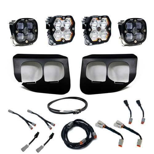Baja Designs 20-22 Ford SD Squadron Pro/SAE 2.0 Dual Fog Pocket Kit Upfitter (SAE Fog) - Clear - 440039UP