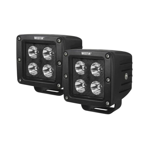 Westin HyperQ LED Auxiliary Lights 3in x 3in cube 20w Flood - Black - 09-12205B-PR