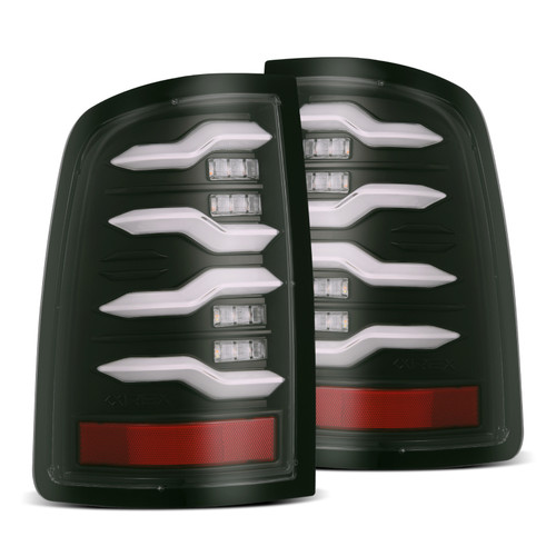 AlphaRex 09-18 Dodge Ram Luxx-Series LED Tail Lights Black w/ Activation Light & Sequential Signal - 640004