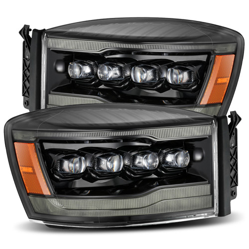AlphaRex 06-08 Ram 1500HD NOVA LED Proj Headlights Plank Style Alpha Blk w/Seq Signal/DRL/Amber LED - 880538