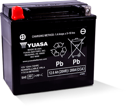 YUASA YUAM7RH4S BATTERY YTX14 SEALED FACTORY ACTIVATED