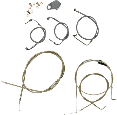 LA CHOPPERS Standard Stainless Braided Handlebar Cable/Brake Line Kit - 18"-20" Ape Hangers - '96-'06 Softail [LA8100KT19]
