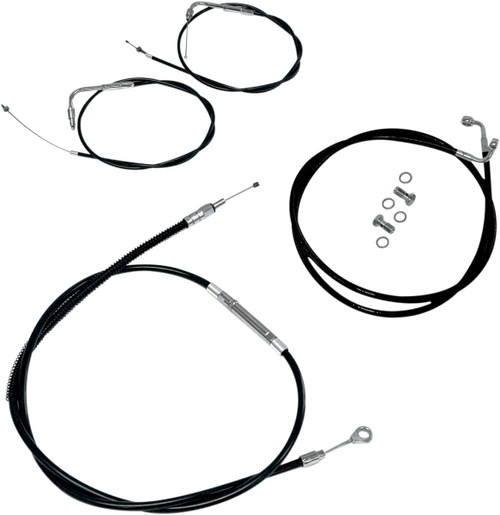 LA CHOPPERS Standard Black Vinyl Handlebar Cable/Brake Line Kit - 18"-20" Ape Hangers - '04-'06 Sportster [LA8310KT19B]