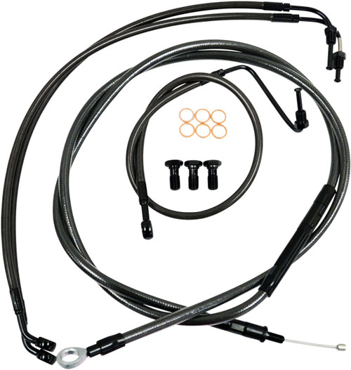 LA CHOPPERS Standard Midnight Braided Handlebar Cable/Brake Line Kit - 18"-20" Ape Hangers - '96-'06 Softail [LA8100KT19M]