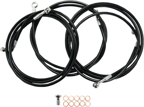 LA CHOPPERS Brake Line - 18" - 20" Ape Hanger Handlebars - Black [LA8310B19B]