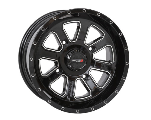 SYSTEM 3 14S3-4156 ST4 WHEEL 14X7 4+3 (+10MM) 4/156 GLOSS BLACK/MACHINED