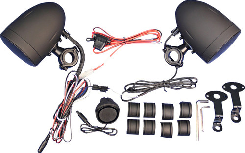 J&M Amplified Speaker Kit - Handlebar - Black - Universal [MHASBLU3B]