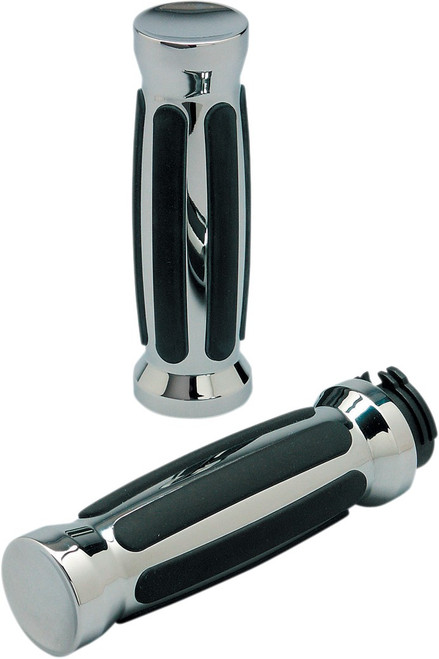 PRO-ONE PERF.MFG. Custom Straight Rubber Grips - Cable - Chrome [490000]