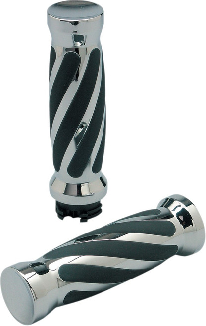 PRO-ONE PERF.MFG. Custom Twisted Rubber Grips - Cable - Chrome [490010]