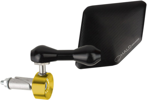 DRIVEN RACING Mirror - Halo - Side View - Pentagon - Black/Gold - Left - Each [DHBMLGD]