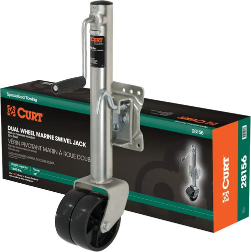 CURT 28156 MARINE JACK W/ DUAL 6" WHEELS 1 500 LBS 10" TRAVEL