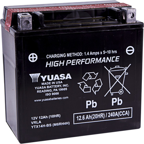 YUASA AGM Battery - YTX14H-BS .69L [YUAM6RH4H]
