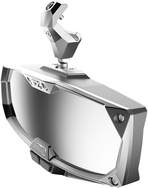 seizmik Mirror - Halo R - Rear View w/LED Cabin Light - Rectangle - Silver w/Silver Bezel - Polaris Pro-Fit [5618021]