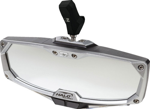 seizmik Mirror - Halo R - Rear View w/LED Cabin Light - Rectangle - Black w/Silver Bezel - Each - CF Moto [5618032KIT]