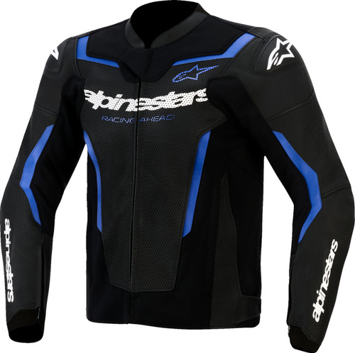 Open Box ALPINESTARS 3100326-1591-54 GP Force v2 Leather Airflow Jacket - Black/Metallic Blue US 44 / EU 54