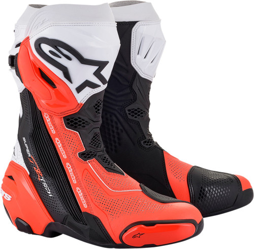 Open Box ALPINESTARS 2220121-124-45 Supertech R Vented Boots - Black/Fluorescent Red/White US 10.5 / EU 45
