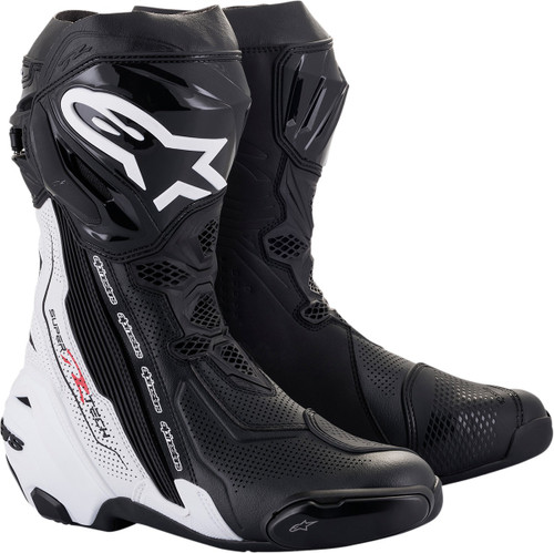 Open Box ALPINESTARS 2220121-12-41 Supertech R Vented Boots - Black/White US 7.5 / EU 41