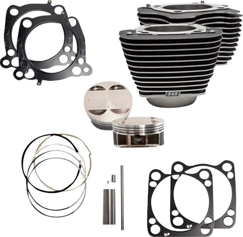 Open Box S&S CYCLE 910-0625A Cylinder Kit - 124" Big Bore - Wrinkle Black w/Highlights - 107" M8 - 124" Big Bore Wrinkle Black w/Highlights 107" M8