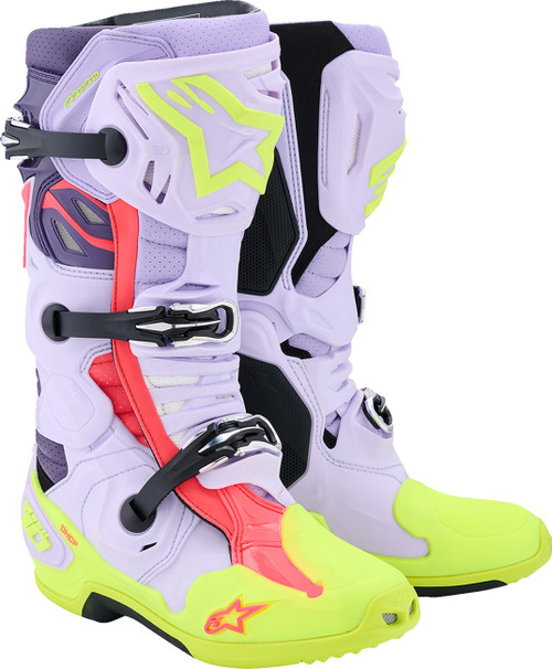 Open Box ALPINESTARS 2010520-3150-11 Tech 10 Supervented Boots - Purple/Fluorescent Yellow/Diva Pink US 11 / EU 45.5