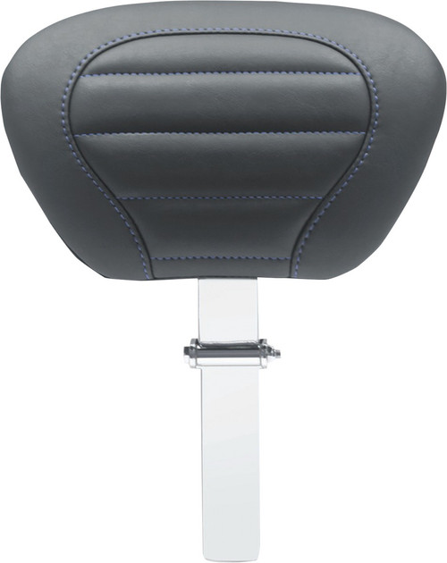 Open Box MUSTANG 79012SB Deluxe Touring Driver Backrest - Black w/ Sky Blue Stitching FLT/FLH '08-'25