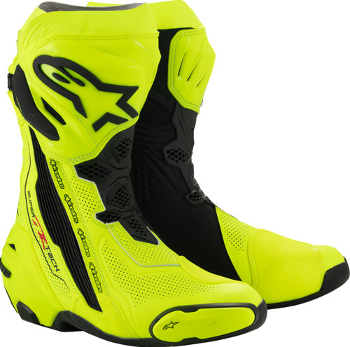 Open Box ALPINESTARS 2220121-551-48 Supertech R Vented Boots - Fluorescent Yellow/Black US 12.5 / EU 48