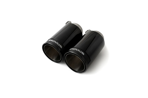 Remus Stainless Steel 98mm Straight Black Chrome w/Carbon Insert Tail Pipe Set (Quad Tips) - 0046 98CBR