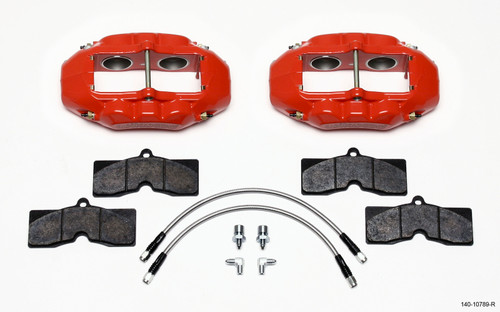 Wilwood D8-4 Front Caliper Kit Red Corvette C2 / C3 65-82 - 140-10789-R