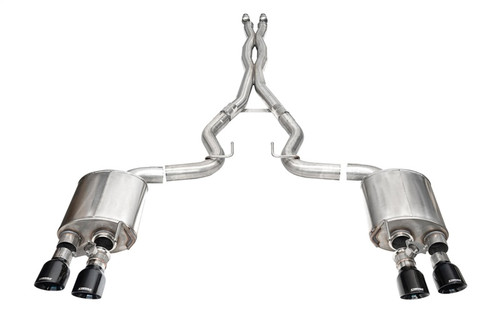 Corsa 24+ Ford Mustang Dark Horse 5.0L 3in Dual Rear Cat-Back w/Twin 4.5in Black PVD Slash Tips - 21265BLK