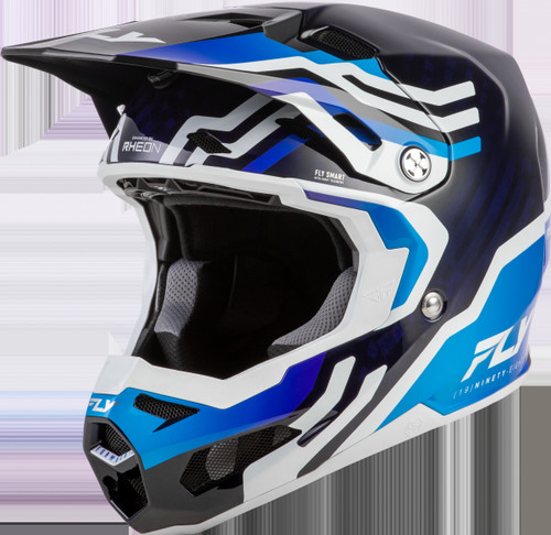 FLY RACING 73-4452L FORMULA S CARBON BYTE HELMET BLUE CARBON/BLUE/WHITE LG - Open Box