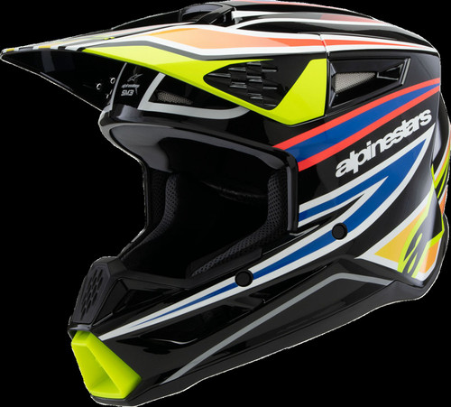 Youth SM3 Helmet - Wurx - Gloss Black/Yellow Fluo/Blue/Red - Open Box