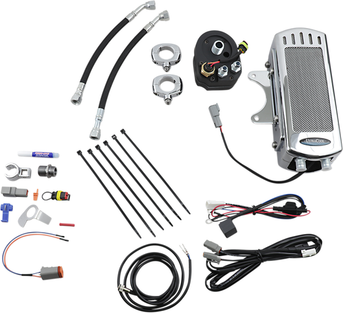 ULTRACOOL SMT-1C Chrome Side Mount Oil Cooler with Fan Kit FXR Touring 0713-0157