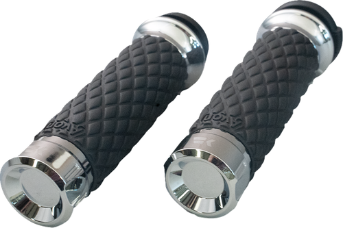OPEN BOX KHROME WERKS 500305 Klassic Grips - Custom Contour Diamond Chrome 500305-OB