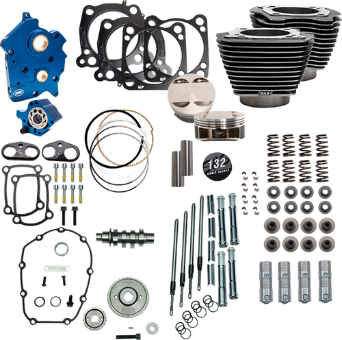 OPEN BOX S&S CYCLE 310-1238C 132" Power Package for M8 - 550 Gear Drive Oil Cooled Black Granite w/Highlight Fins 114"/117" M8 310-1238C-OB