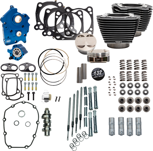 OPEN BOX S&S CYCLE 310-1237C 132" Power Package for M8 - 550 Chain Drive Oil Cooled Black Granite w/Highlight Fins 114"/117" M8 310-1237C-OB