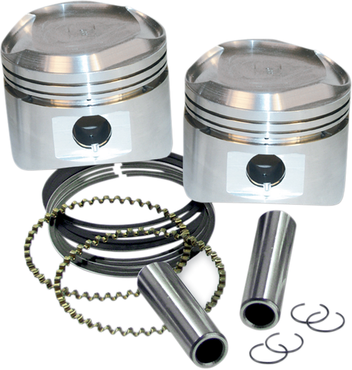 S&S CYCLE 92-2027 Piston Kit - For Super Stock Heads - 3.500" +0.010" - Domed - 80" Big Twin - For Super Stock Heads 3.500" +0.010" Domed 80" Big Twin