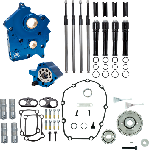S&S CYCLE 310-1258 Cam Chest Kit without Cams - Gear Drive - Oil Cooled - Black Pushrods - M8 - Gear Drive Oil Cooled Black Pushrods M8