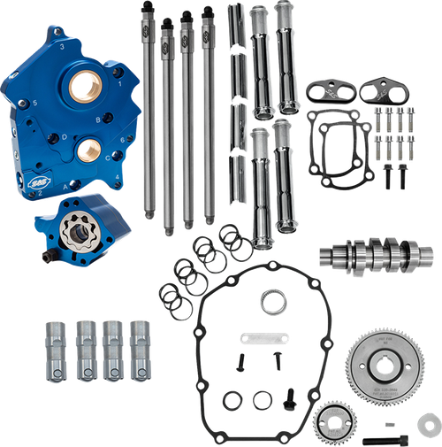 S&S CYCLE 310-1382A Cam Chest Kit - Oil Cooled - Gear Drive - 496 Cam - Chrome Pushrod Tubes - M8 - Oil Cooled Gear Drive 496 Cam Chrome Pushrod Tubes M8