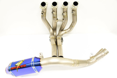 GRAVES EXY-20R1-SBKB Superbike Full Titanium Exhaust ElecTrick bLUE Silencer 15-23 R1
