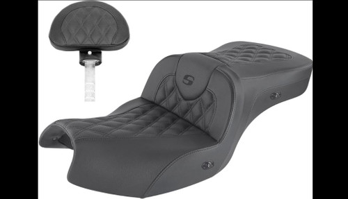 SADDLEMEN I20-06-182BRHCT BLACK ROAD SOFA HEATED LATTICE STITCH SEAT W BACKREST CHALLENGER