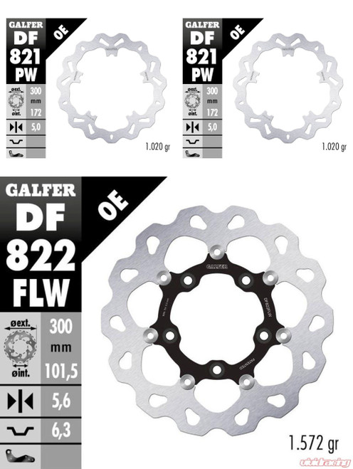 GALFER DF838W FRONT WAVE ROTOR PAIR 2 QTY TOURING FL 15-23