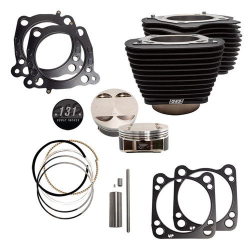 S&S 910-0763 131" BLACK Big Bore Stroker Cylinder & Piston Kits M8 17-24