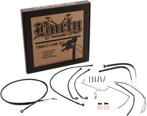 Burly B30-1186 16" Black Cable Kits For Road Glide Abs 17-21