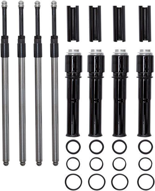 S&S 930-0137 Quickee Adjustable Pushrod Kit w/Gloss Black Covers M8 17-25