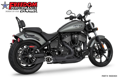 FREEDOM PERFORMANCE IN00404 2:1 4.5" BLACK W CHROME TIP COMBAT SHORTY EXHAUST CHIEF & SUPER CHIEF 21-23