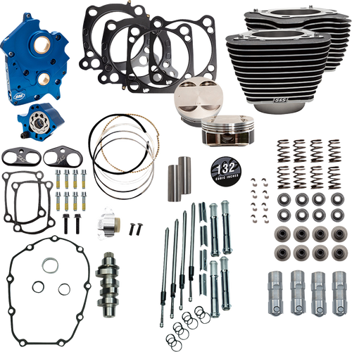S&S CYCLE 310-1231C 132" Power Package for M8 - 550 Chain Drive Oil Cooled Wrinkle Black w/Highlight Fins 114"/117" M8