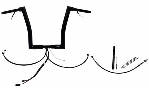 Fat Baggers 612914-B 14" EZ Install Flat Top Gloss Black Handlebar Kit 17-24 Road Glide