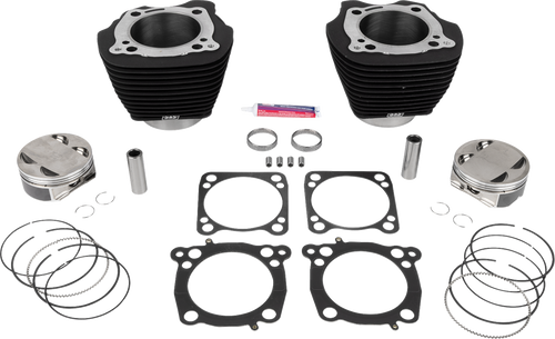 S&S CYCLE 910-0849A Big Bore Cylinder Kit - 4.625" Stroke Wrinkle Black w/o Highlighted Fins M8