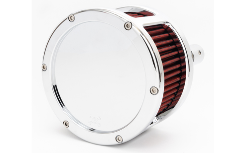 Feuling Oil Pump 5427 BA Race Series Air Cleaner Kit, tall cage, Chrome finish, Solid Cover, Red filter, Standard throttle body fitment